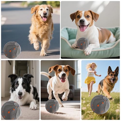 Balle rotative automatique pour chiens et chiots - Jouet interactif rechargeable USB - 5