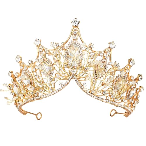 Prinzessin Diadem Hochzeit Tiara, gold Strass Königin Krone, Göttin, Königin, Weihnachtskostüm, Cosplay, für Prom, Festzüge, Party, Gold Kopfschmuck, Frauen