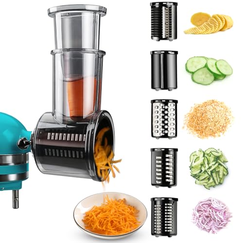 Comparison: Best Kitchenaid Attachment For Cookies 11 Stainless Steel Slicer Shredder Attachments for KitchenAid Stand Mixers, Vegetable Shredder, Cheese Grater, Salad Maker, Food Slicers Chopper Grinding Powder Accessories with Detachable 5 Blades