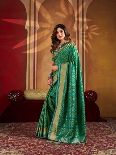 Image of MADHUHANSH Women's Cotton Silk Saree with Unstitched Blouse Piece Zari Weave and Floral Pattern | Heavy Embroidery Saree for Women | Interview Saree for Women | Readymade Blouse with Saree Set