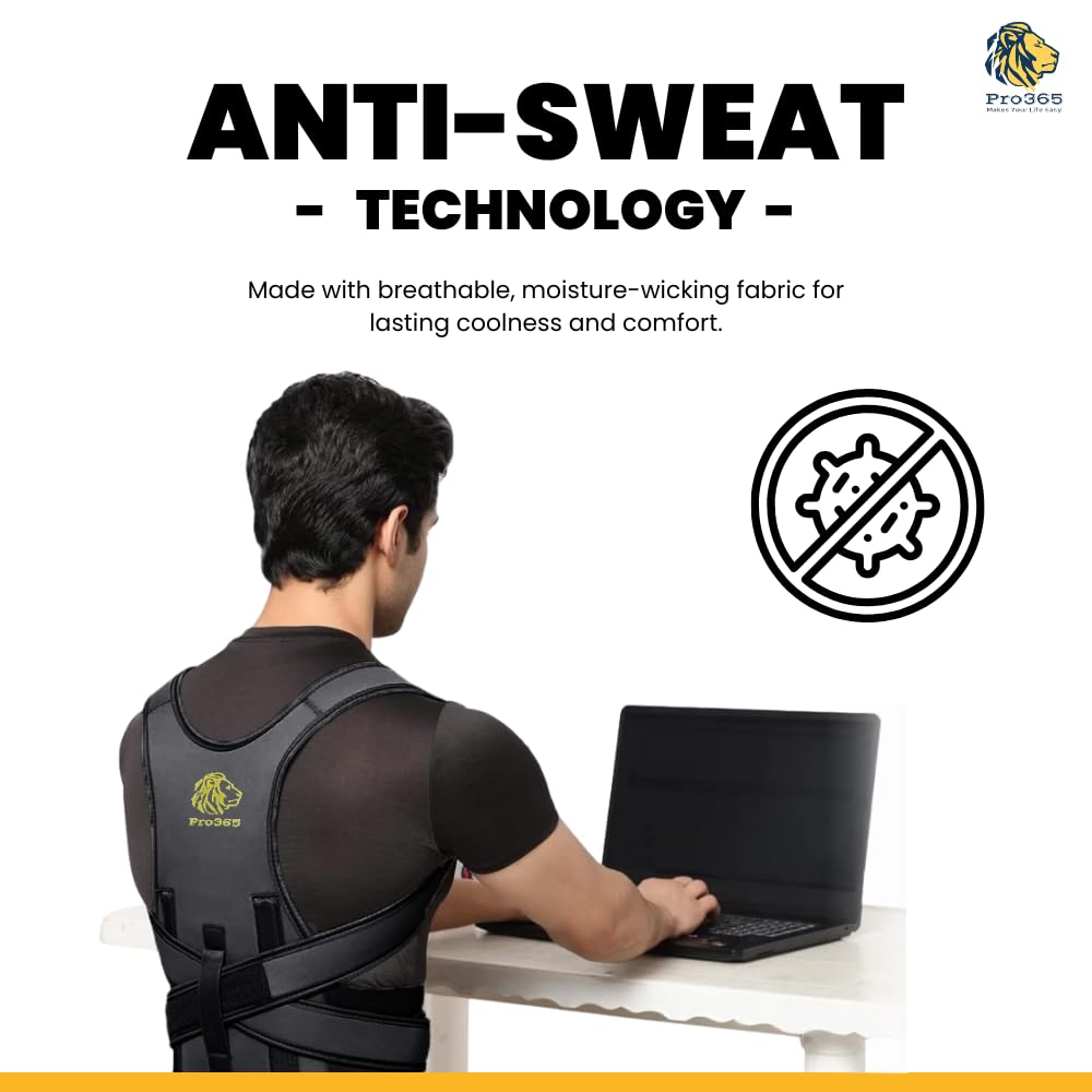 PRO365 Full Back Neoprene Posture Belt | Back Corrector | S-XXL Universal Size | Spine Tubes | Premium Body Hugging Fabric | Unisex | Back Support Belt | 1 Year Warranty | - Image 6 thumbnail