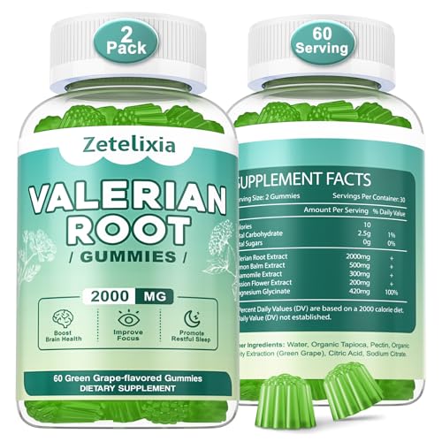 Zetelixia 2 Pack Organic Valerian Root Gummies, Natural Calm to Help Relaxation, Herbal Supplement...