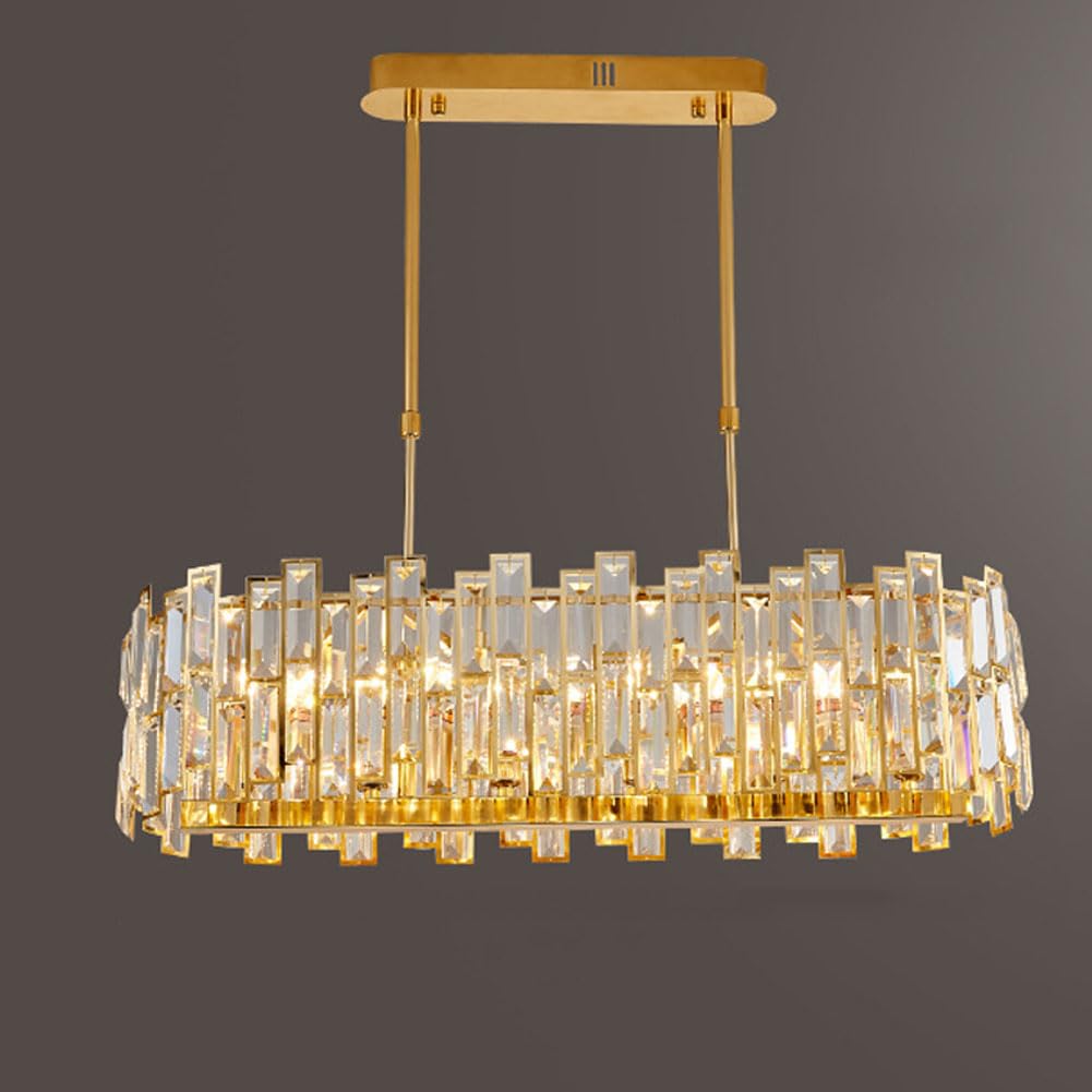 HXYSXHJUO E14 modern light luxury crystal lamp, simple living room chandelier, for bedroom dining fixtures,Oval 80CM