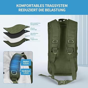 20L Tactical Rucksack Outdoor mit MOLLE-System Militärgrün