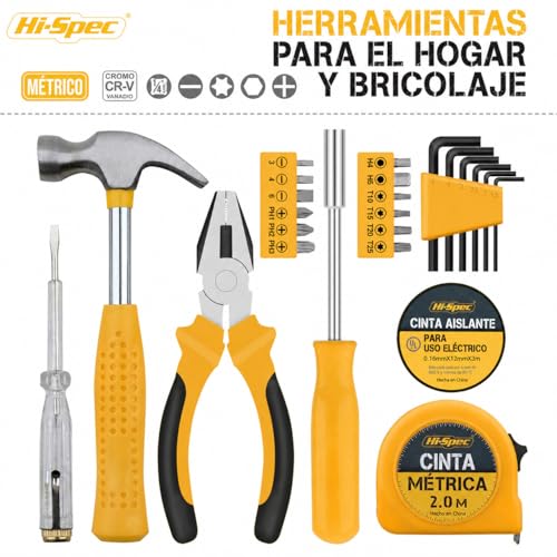 Miniatura 2 de Hi-Spec Juego De Herramientas 24 Piezas Amarillo Para El Hogar. Set De Caja De Herramientas Pequeña Y Mini Con Básicas De Inicio Para Casa Y Oficina
