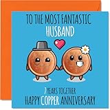 Cute Copper Anniversary Card for Husband - 7 Years Together - Happy 7th Wedding Anniversary Cards for Husband from Wife, 145mm Greeting Cards Anniversaries - Image 1
