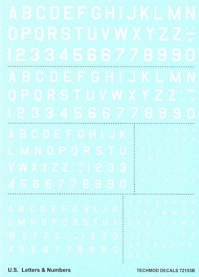 72153 1/72 Decal U.S. Letters and Numbers White Accessories for aircraft