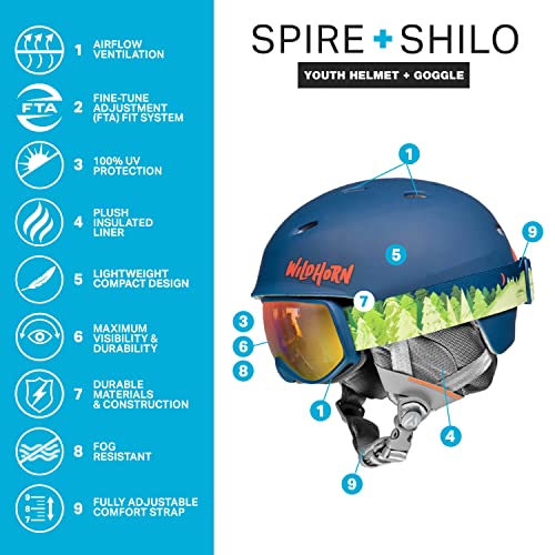 Wildhorn Spire Combo Pack. Ski Helmet Kids, Snowboard Helmet Kids With Goggles For Toddlers, Boys, & Girls- Us Ski Team Official Supplier - Kids Snow Helmet #TOP5