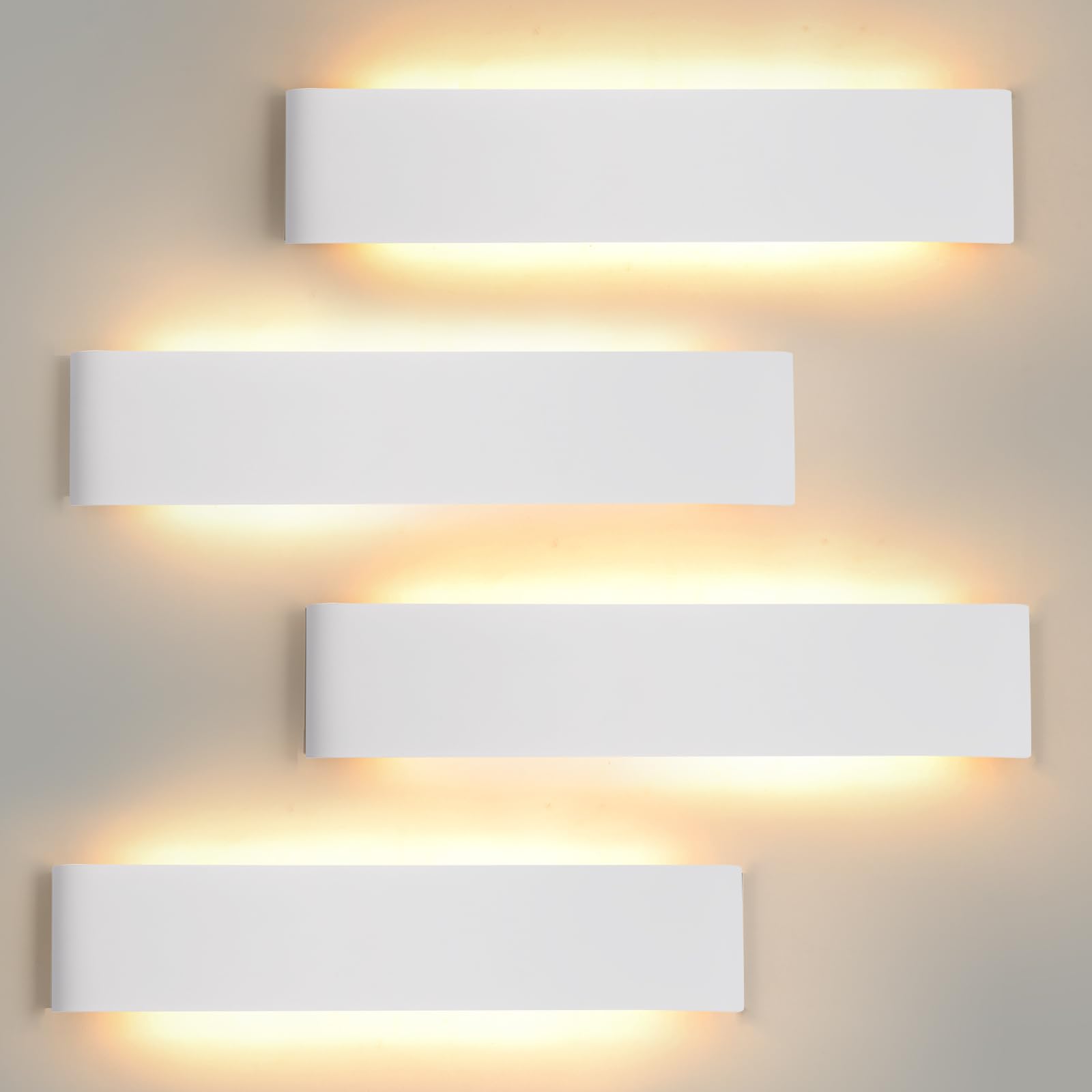 Mille Lucciole 4pcs 18W Apliques de Pared LED Interior 28cm Moderno LED Lámpara de Interior 2160LM Apliques Pared Dormitorio Blanco Luz de Aluminio IP44 3 Temperatura de Color Se puede elegir