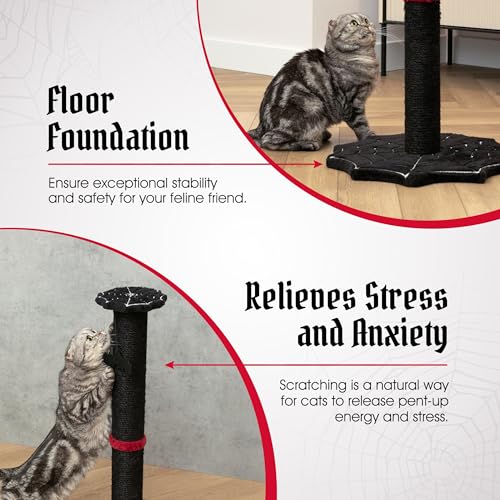 Rascador para gatos estilo gótico con base y juguetes temáticos miniatura 3