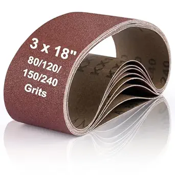 Belt Sander Sanding Belts, 8 Pcs Belt Sander Paper (2 Each of 80 120 150 240 Grits), Aluminum Oxide for Woodworking Polishing (3 x 18 inch)