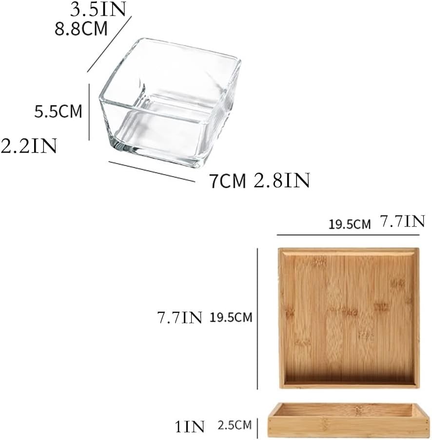 Four Square Glass Snack Dishes and Chassis Family Dining Room Separate Fruit Snack Plates Dipping Saucers (Color : B) (Brass)