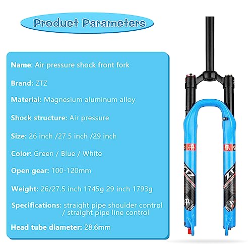 Ztz Mtb Air Suspension Fork，Fit For 26/27.5/29 Inch Mountain Bike, 120Mm Travel, Rebound Adjust, Qr 9Mm, Manual/Remote Lockout, Xc/Am Mountain Bike Front Fork, Ultralight #TOP3