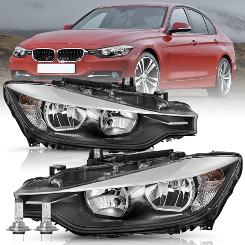 TUSDAR Headlight Assembly Compatible With 2012-2015 BMW 3- Series 320i 328i 335i [Halogen Model],12 13 14 15 BMW 3-Series F30 Headlamp Replacement Driver+Passenger Side(Bulbs included)