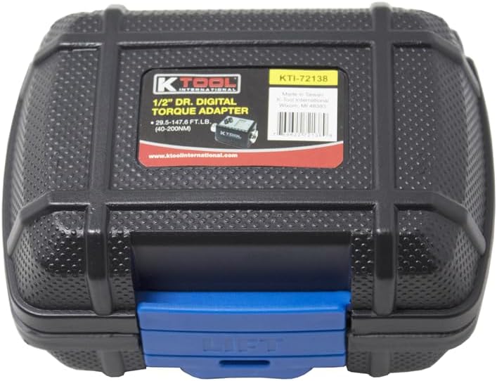 K Tool International 72138 Digital Torque Adapter 1/2 Inch Drive, Static Torque Measurement, Clockwise and Counter Clockwise Operation, 29.5 to 147.5 ft lbs Range, Torque and Mode Settings