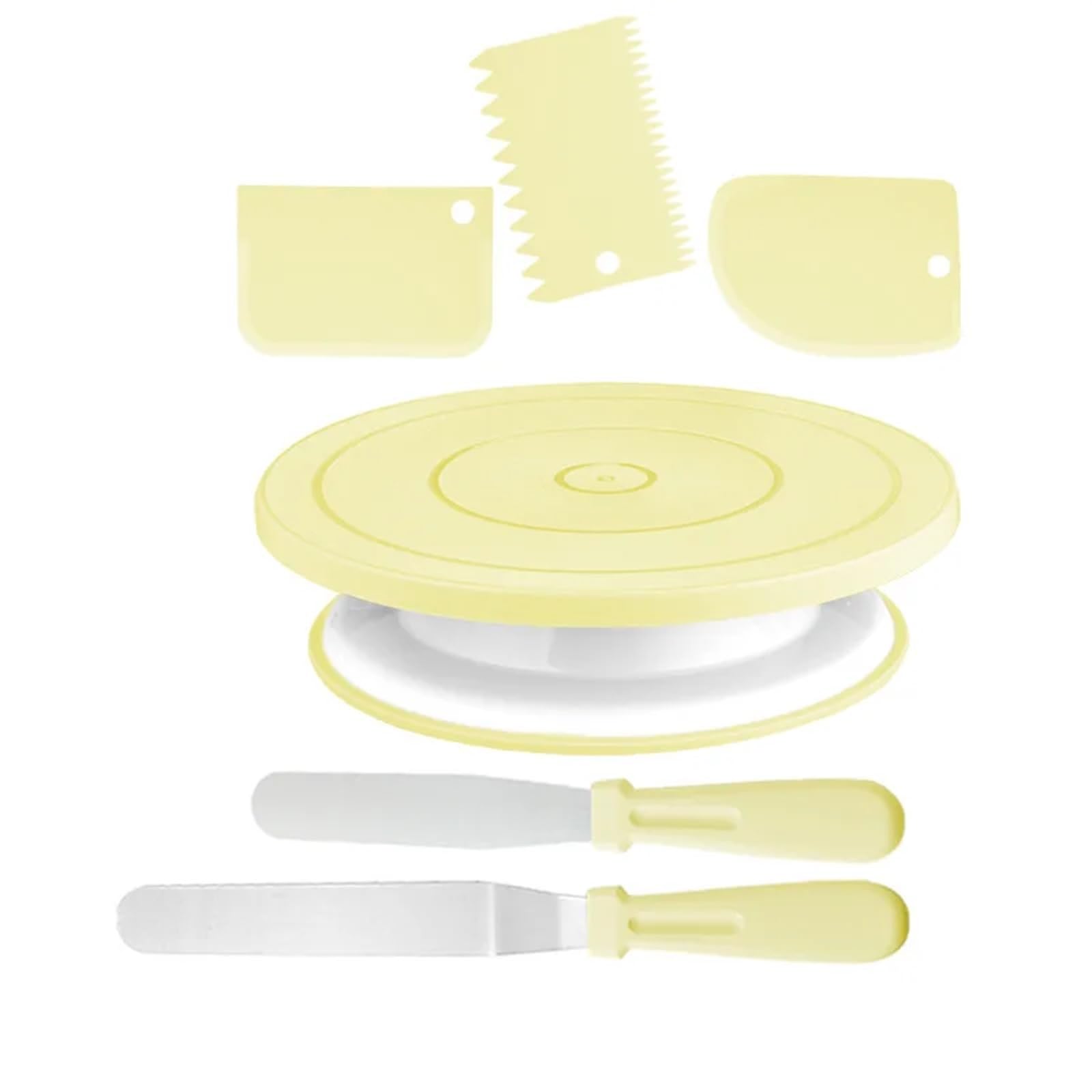 FonHNDG Cake turntable 1 SET Rotating Cake Turntable Revolving Stand Decorating Kit Bake Pastry For Kitchen(Yellow)