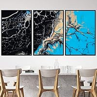 3 Piece Framed Canvas Wall Art Abstract Fluids 3D Abstract Abstract Brushstroke Contemporary - 16