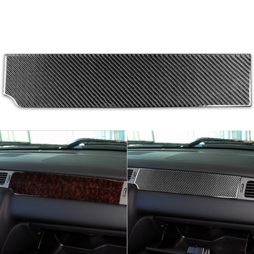 Auto Co-Pilot Instrumentation Decoration Strip Premium Sticker Compatible with Chevrolet Tahoe/Suburban/GMC Yukon XL Denali 2007-2014 Real Quality Soft Carbon Fiber Interior Trim Accessories Black