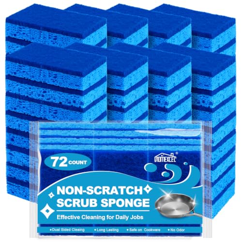 Image of HOMEXCEL Sponges Kitchen 72 Pack, Non Scratch Scrub Dish Sponge for Dishes