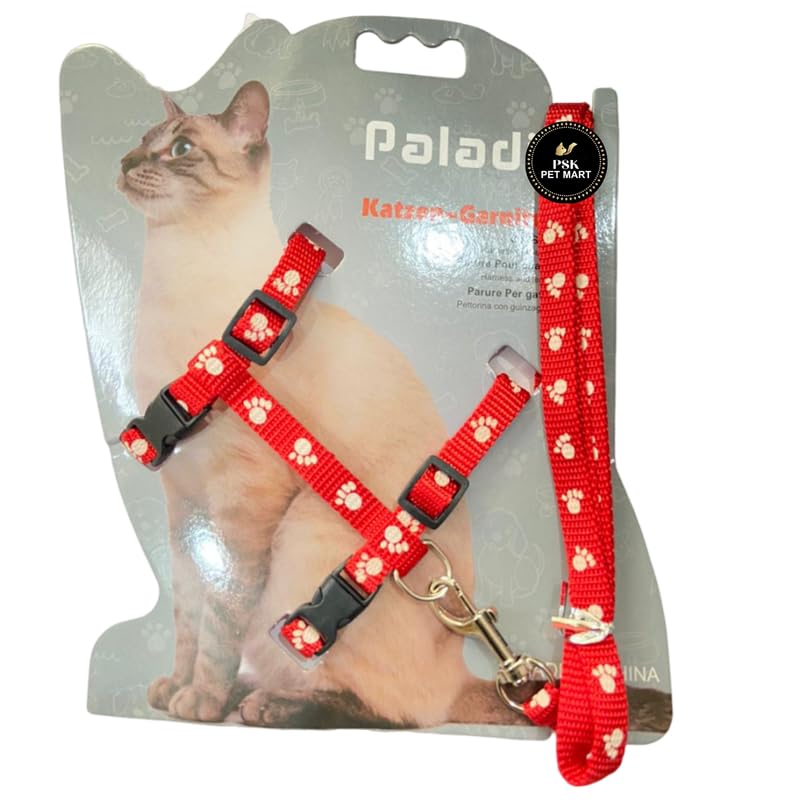PSK PET MART Cat Harness with Leash Set – for Walking | Escape Proof | with Reflective Strip | Adjustable & Durable | Accessories
