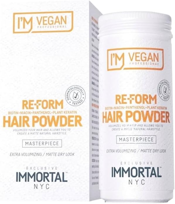 Immortal NYC Re-Form Hair Powder - Vegan Volumizing Matte Powder for Hair & Beard, Biotin, Panthenol & Plant Keratin, Extra Volume, Messy Matte Look, 20g
