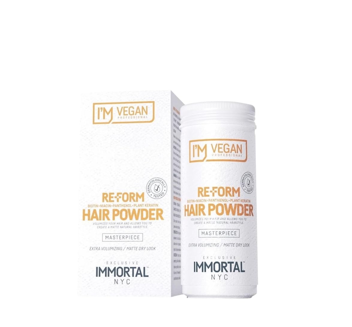 Immortal NYC Re-Form Hair Powder - Vegan Volumizing Matte Powder for Hair Beard Biotin Panthenol Plant Keratin Extra