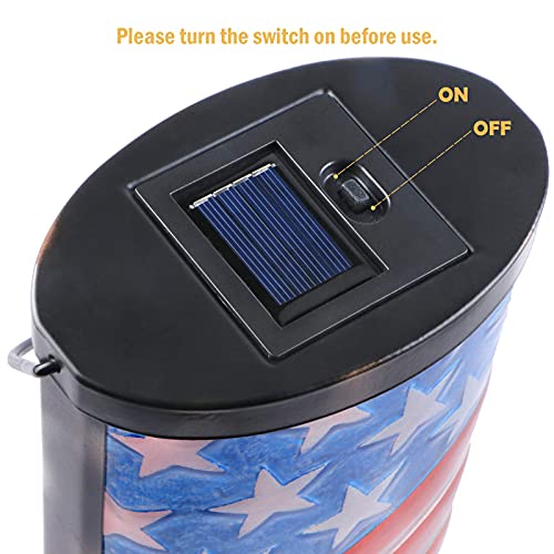 Afirst Solar Lantern Outdoor Hanging Glass Solar American Flag Lights Waterproof Led Solar Lamp For Garden Yard Tree Desk Decor #TOP6