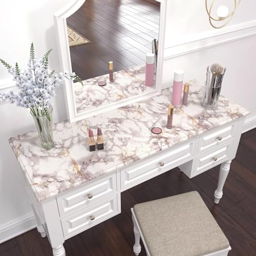 Image of WALLMATE Marble Wallpaper Self Adheisve Marble Wallpaper Waterproof Countertop Furniture Kitchen Marble Sticker (Gold Cream Marble, 24x96 Inch)