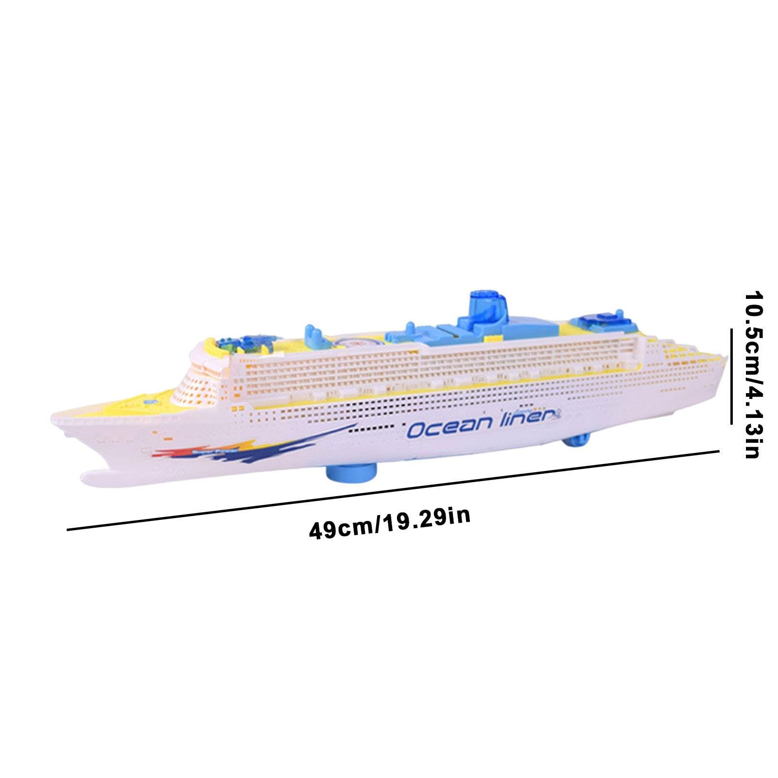 Elektrisches Kreuzfahrtschiff – LED-Blinklicht & Pfeifton – großes Modell 49 cm, Universalrad + Bodenführung, robustes ABS – für Kinder zum Spielen und als Weihnachtsgeschenk