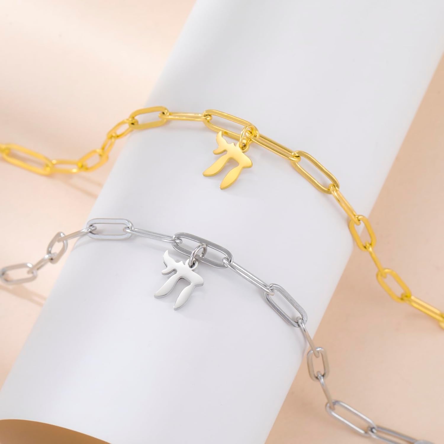 Amaxer Adjustable Chai Anklet Bracelet Hebrew Jewish Symbol of Life Stainless Steel Meaningful Religious Jewelry for Judaism - Image 4