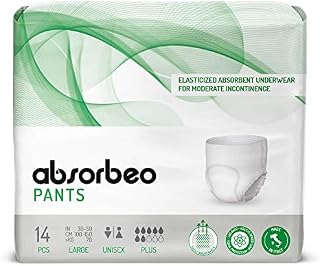 Absorbeo - Pants Plus - Unisex Elasticized Absorbent Underwear for Moderate Incontinence, Size L (14 pieces/pack)