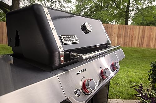 Image of Weber Genesis E-315 Liquid Propane Gas Grill for Outdoor Cooking, 3 Burners, Black - Porcelain-Enameled Cast-Iron Grates, PureBlu Burners