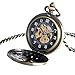 OIFMKC Pocket Watch Steampunk Pocket Watch Clock Poker Skull Pattern Luxury Retro Hollow Automatic Mechanical Fashion Bronze Copper Xmas Gift