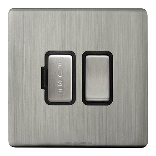 Metal Gloss Brushed Chrome 13A Switched Fused Spur Connection Unit Screwless Plate Finish N422DME