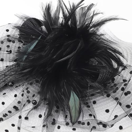 DRESHOW Fascinators Hat Mesh Veil Feathers Hat with a Headband and a Clip Tea Party Headwear for Women by DRESHOW - Used condition - Image 7