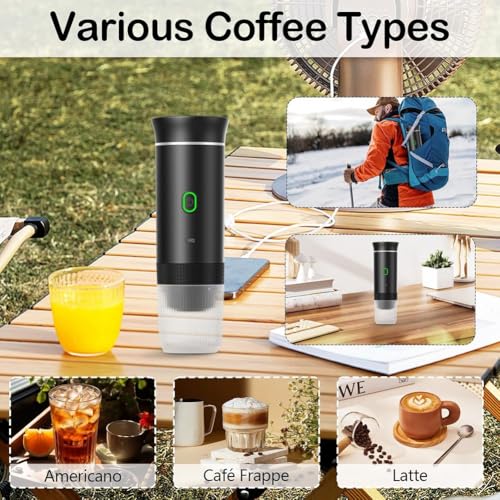 Cafetière portable espresso électrique noire pour le camping et voyage