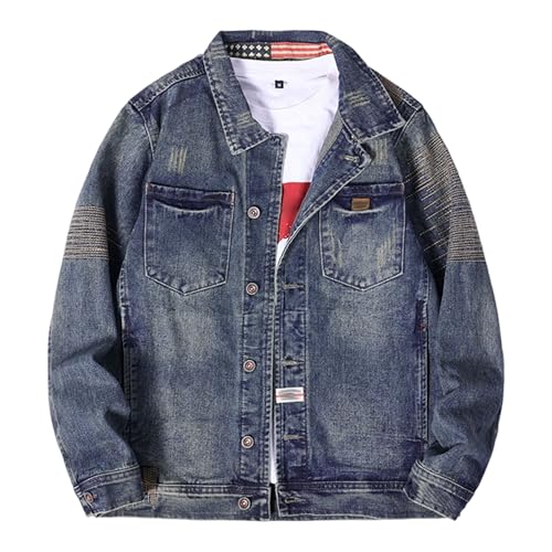 Chaqueta vaquera para hombre estilo moto casual miniatura 1