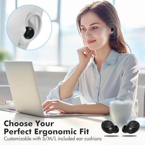Mini Wireless Earbuds, Auto Pairing Ear Buds Wireless Lightweight Headphones Built-in Microphone, IPX4 Sweat & Water Res - Additional View