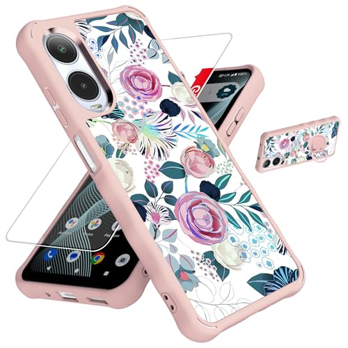 for Cricket Icon 6 Case Compatible for ATT AT&T Verge Phone Case SL219C SL219A Cover [with Tempered Glass Screen Protector][Hard PC + Soft Silicone][Ring Support] [Colorful Reflect Light] IMDF-HUA3