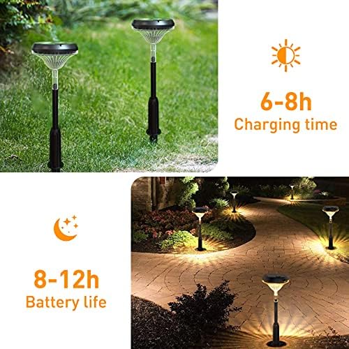 Whousewe Solar Garden Lights Outdoor, LED Solar Lights Outside Solar Powered IP65 Waterproof Garden Lights for Driveway, Path, Pond, Walkway, Patio, Yard 6 Pack