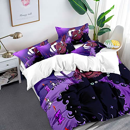 Havop African American Black Girl Duvet Cover Set For Girls Teens, Black Girl Magic Bedding Cover Set For Kids, Soft And Durable Cute Theme Duvet Cover With Pillowcase,3-Piece Twin Size Purple #TOP3