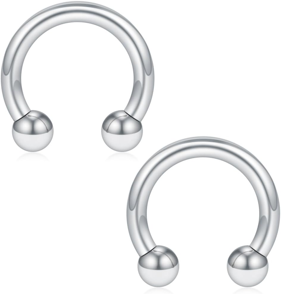 SCERRING 12PCS 10-14mm Stainless Steel Nose Horseshoe Hoop Rings Eyebrow Lip Ear Tragus Septum Piercing Hanger Retainer 16G 14G 12G - Image 3