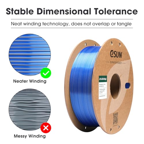 Image of eSUN Silk Magic PLA Filament 1.75mm, Shiny Silk Dual Color Co Extrusion 3D Printer Filament, 1KG (2.2 LBS) Spool 3D Printing Color Change Filament for 3D Printers, Blue Silver