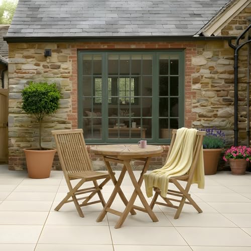 CHARLES BENTLEY Teak Wooden, Pair of Folding Timber Chairs, Foldable, Garden Seats, Outdoor Furniture, Easy To Fold, Lightweight, Classic Design, Sustainable Materials, Compact (89x46x40cm)