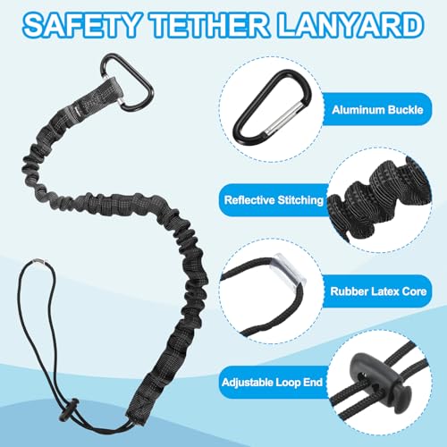 Image of MECCANIXITY Retractable Tool Lanyard 3ft with Aluminum Buckle and Adjustable Loop End, Included Glove Clamps and Keychains, Fall Protection Tools Leash for Hand Tools, Black 3 Pack