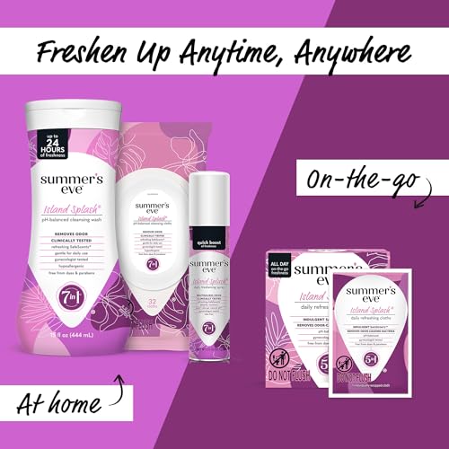 Image of Summer's Eve Feminine Wipes, Island Splash, Individually Wrapped Vaginal Wipes, Feminine Care to Help Remove Vaginal Odor, Gynecologist Tested, 12 Wipes