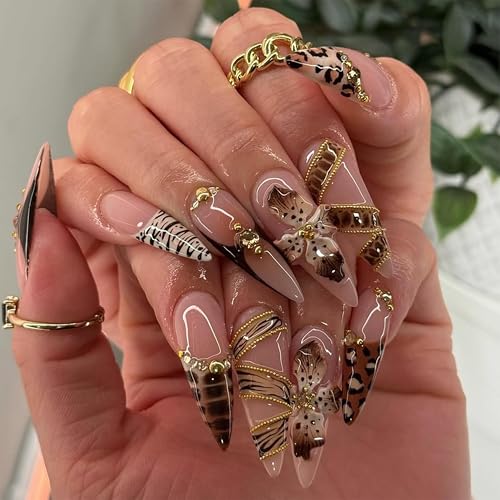 Luxury Autumn Safari Soft Gel Press On Nails, Custom Fit