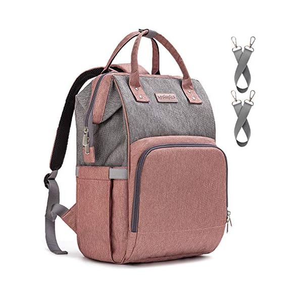 upsimples Wickeltasche für Baby, Windeltaschen, Rucksack für Windeln mit USB-Ladeanschluss und 2 Kinderwagenriemen für…