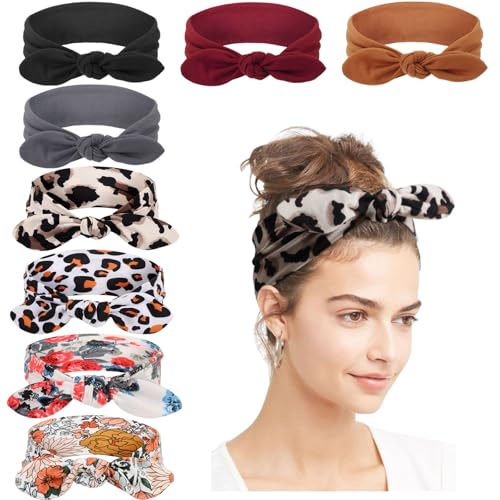 AQOKKA Rabbit Ears Knotted Headbands for Women Head Bands for Women's Hair
