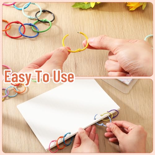 Saypacck 150 Pcs Loose Leaf Binder Rings Colorful Book Rings Metal Notebook Paper Flash Cards Keychain for Index Cards Students Teachers Workers School Office, 1 Inch, 30 Colors